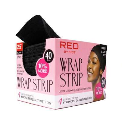 Red By Kiss Hair Wrapping Strip, Ultra Strong 2X Longer Stretch, 40 Strips, Suitable For Wet\/Dry Hair, White, Styling Paper For Sleek Hairstyles (2.5", Black, 1 PACK)