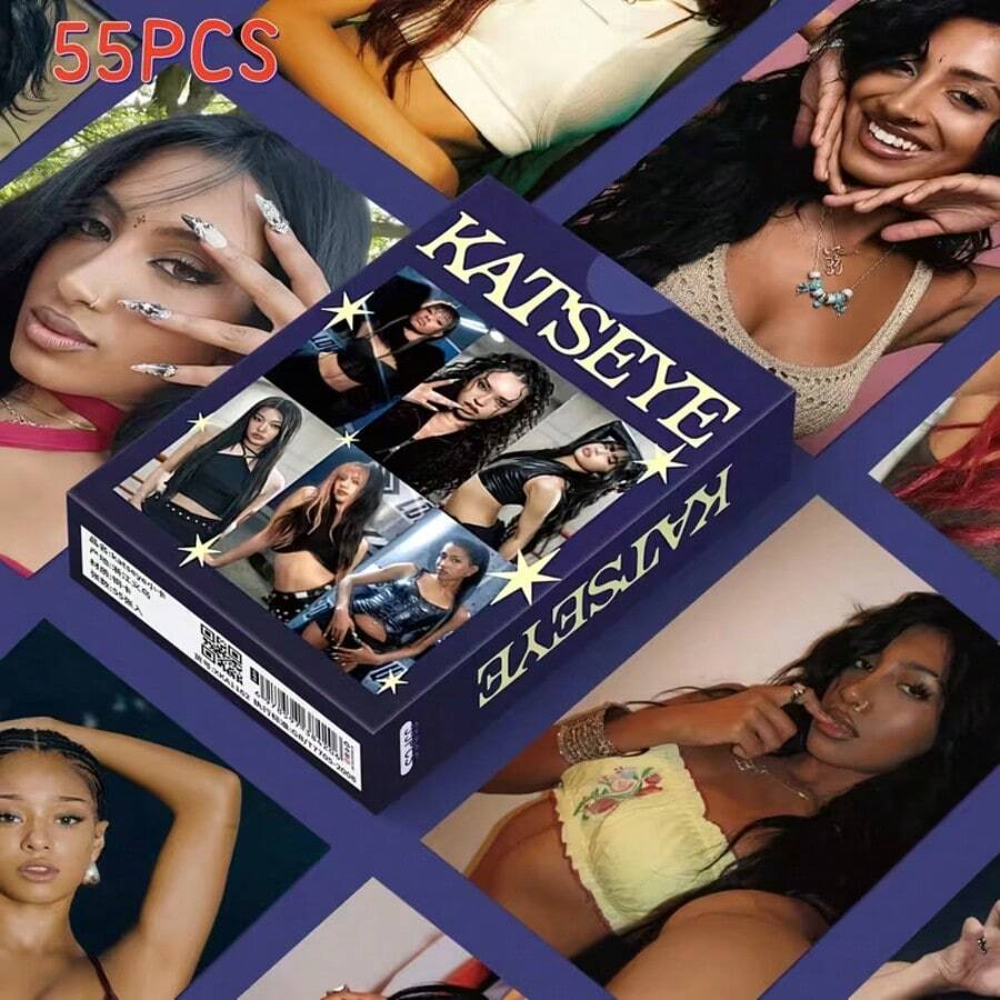 55张KATSEYE小卡片，索菲亚、梅根、丹妮拉全息LOMO卡片，粉丝收藏品 - 藍色 - 查看 1