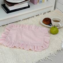 1 pieza/2 piezas/6 piezas Servilletas con volantes a rayas azules y blancas estilo coreano Ins, manteles individuales con borde de volantes franceses, mantel de comedor fresco - Multicolor - Ver 9