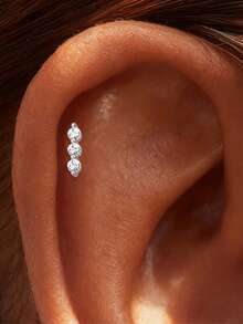 1 đôi bông tai bạc 925 đính đá Moissanite hình ngôi sao tinh tế, kiểu dáng phẳng, thích hợp cho nữ, đeo hàng ngày, hẹn hò, đi nghỉ mát, dự đám cưới, dự tiệc, làm quà tặng ngày lễ. - Bạc - Xem 5