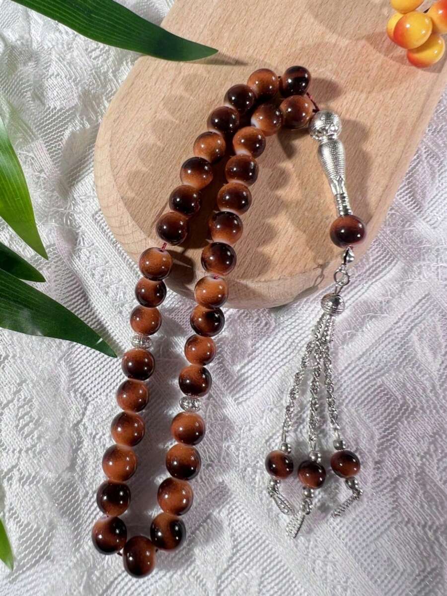 1串33颗珠子，中东沙特阿拉伯祈祷念珠，阿拉伯祈祷念珠，伊斯兰教迪克尔念珠，玻璃祈祷念珠 - 彩色 - 查看 1