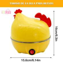 Hervidor De Huevos, Maquina Para Coser Huevos, Vaporera De Huevos,Hervidor De Huevos Con Capacidad De 7 Huevos En Forma De Pollo Vaporizador, Hervidor De Huevos Con Capacidad De 7 Huevos En Forma De Pollo Vaporizador Multifuncional Elotes Calabazas Dumplings Papas - Amarillo - Ver 13