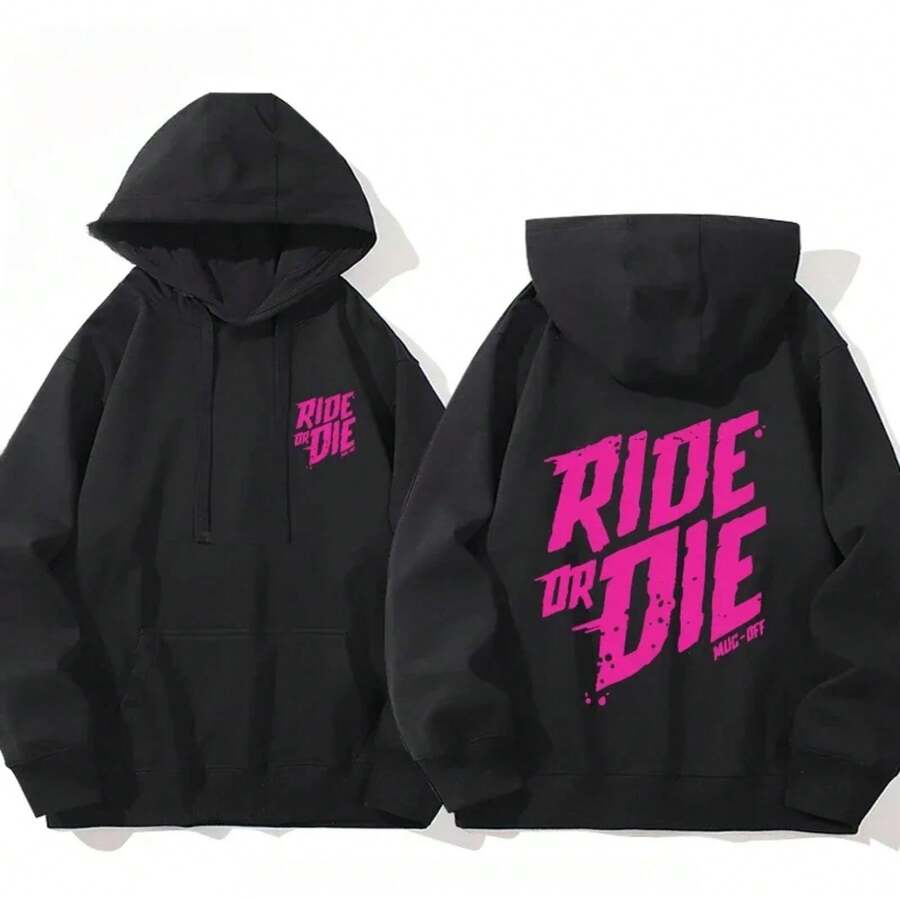 Muc Off Ride Or Die Sweatshirt Print Men's Autumn And Winter Hooded Sweatshirt Men's And Women's Casual And Stylish Hooded Top - 黑色 - 查看 1