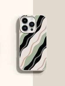 1pc Fashionable Creative Full Screen Asymmetrical Wave Striped Pattern Liquid Silicone Shockproof Soft Phone Case Compatible With Apple 11/12/13/14/14Plus/15/15Plus/16/16Plus/7/8Plus/17/17Pro - Multicolor - View 1
