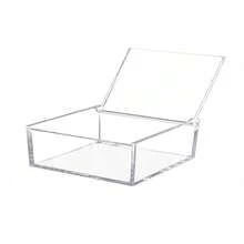 Caja de acrílico con tapa abatible, caja de exhibición con tapa transparente y bisagras, pequeño contenedor de almacenamiento multiusos para escritorio para recuerdos, joyas, dulces - 4 x 2,3 x 1,18 pulgadas - Ver 1