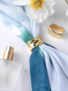 1 pièce Boucle de foulard en soie, Clip de foulard en métal, Bouton de foulard géométrique minimaliste, Accessoire de mode pour femmes - Or, Nouvelle boucle de foulard brillante minimaliste, Attache-foulard multifonction, Boucle d'anneau de foulard, Clip de foulard élégant et lisse, Accessoire de bijoux à la mode pour femmes, Accessoire vestimentaire - Multicolore - Voir 2