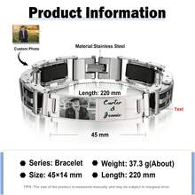 1pc Customized Couple Stainless Steel Engraved Photo Bracelet, Ideal Gift For Boyfriend, Dad, Family, Friends, Son, Grandparents, Suitable For Anniversary, Valentine's Day, Birthday, Father's Day, Graduation, Daily Wear, Prom, Back To School, Office, School, Teacher's Day - Silver - View 3