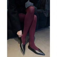 1pc Women's Autumn/Winter Sexy Velvet Tights Multi-Color Super Elastic Vintage Style Velvet Leggings Casual Daily Wear - Màu Đỏ Sâu - Xem 6