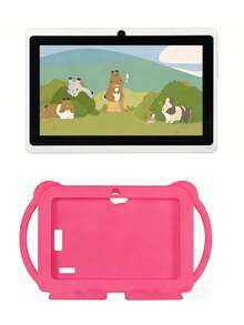 Tableta Android 13 de 7 pulgadas para niños, procesador Quad-Core A133, 3GB RAM + 32GB ROM, control parental, cámaras duales de 0.3MP + 2MP, WiFi 2.4G, batería de 3500mAh, con funda protectora - Rosa - Ver 7