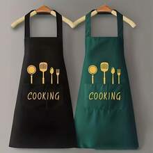 2pcs/1pc High Quality Waterproof And Oil-Resistant Cooking Apron - Durable, With Utensil Pockets, Adjustable Size, Suitable For Cafes, Restaurants And Home Kitchens, A Fashionable And Versatile Essential - Multicolor - View 1