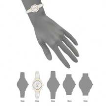 Anne Klein 26x26毫米合金表壳女士腕表，优雅黑色表盘，3ATM防水，可调节表带，百搭时尚设计，适合任何场合。 - 白色 - 查看 5