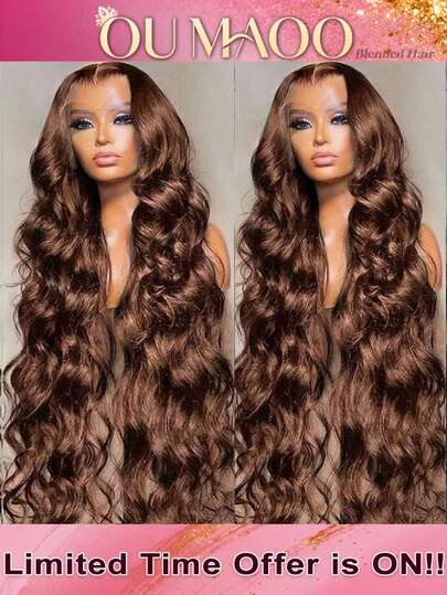 Body Wave Human Blended Hair Wig- 13x4 HD Lace Front Human Blended Hair, Pre-Plucked & Pre-Bleached With Baby Hair, 200% Density Soft & Natural Glueless Frontal For Women, No Install Needed, Ready For Date Night & Parties