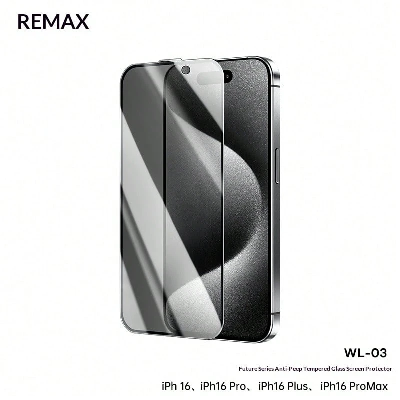 REMAX Future 超柔系列防窥钢化玻璃屏幕保护膜 WL-03/无尘速贴全屏隐私保护，兼容苹果 iPhone 15/16、iPhone 15 Pro、iPhone 15 Plus/16 Plus、iPhone 15 Pro Max/iPhone 16 Pro、iPhone 16 Pro Max、iPhone 17 Pro、iPhone 17 Air、iPhone 17 Pro Max