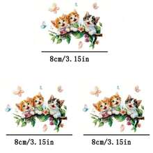1pc/2pcs/3pcs Cute Cat Patch Heat Transfer Stickers, Durable Long-Lasting, For DIY T-Shirts, Hoodies, Jeans, Sweatshirts, Backpacks, Jackets, Handbags, Pillows - 3PCS-s - View 8