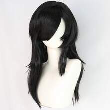 Emo Costume Women Long Black Wig Scene Wig 2000S Themed Party Outfits Pop Punk Party Goth Costume For Halloween Party (3 Fake Piercings, 1 Pair Of Fishnet Gloves, 1 Choker) ﻿ - Black - View 13