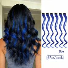 6 pièces Extensions de cheveux bouclés clip-in verts, 18 pouces de long, cheveux synthétiques colorés bouclés pour femmes. Convient pour se déguiser, les fêtes de mode, peut être utilisé comme cadeau pour les femmes, également applicable pour les festivals de musique, accessoire de cheveux pour la Coupe du monde - Multicolore - Voir 15