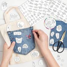 4 Sheets Preprinted Embroidery Pattern Paper | Self-Adhesive Water Soluble Stabilizer Kit With Plant Leaves For Beginners DIY - 4ST+A - View 5