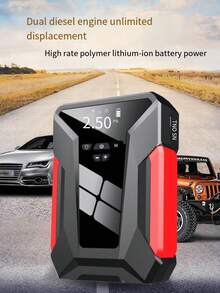 1 Peça Auxiliar de Partida Portátil para Carro, Equipado com Compressor de Ar, Luz LED de Emergência e Fonte de Alimentação, Pode Inflar Pneus, Bolas, etc. Rapidamente. Pode Carregar Rapidamente Telefones, Laptops, Carros, Caminhões, RVs, etc. Inclui Bolsa de Armazenamento, Carregador de Bateria de Carro | Bateria de Alta Qualidade | Funções Avançadas! Melhor Ferramenta de Emergência! - Multicolorido - Visão 10