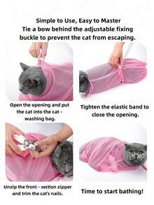 1 Upgraded Cat Bathing Bag, Cat Bathing Tool, Pet Restraint Bag, Bathing Bag, Nail Trimming, Grooming And Medication, Cat Bathing And Cleaning Supplies - Multicolor - View 7