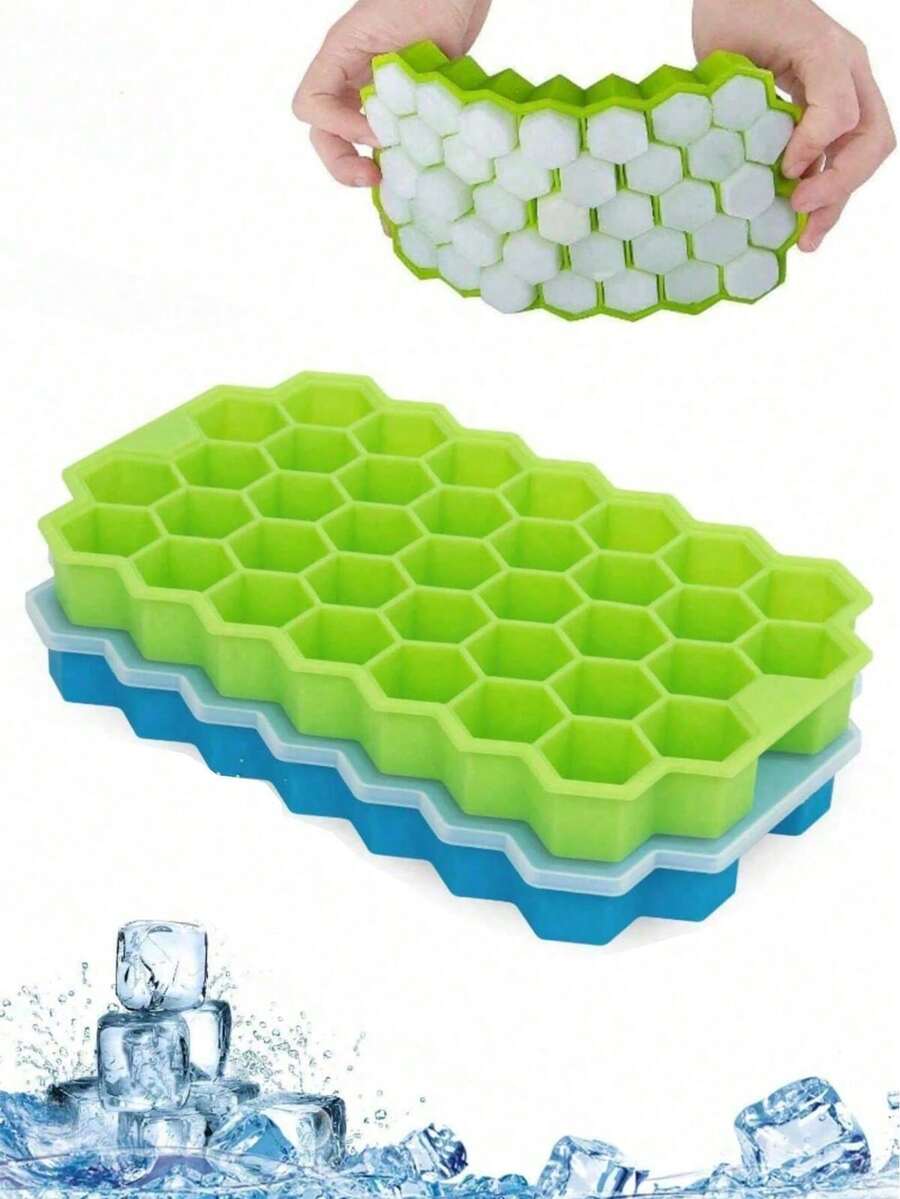 1pc Silicone Ice Cube Tray With Removable Lid, Stackable Ice Mold Suitable For Making Baby Food, Cocktails, Coffee, Summer Drinks, Compatible With Stainless Steel Cups And Kitchen Utensils - Multicolor - View 1