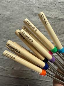 S'mores Sticks For Roasting Marshmallows And Hot Dogs Over The Campfire. BBQ. Cooking Utensil. Personalized Skewer Gift. Camping, Marshmallow Roasting Sticks, S'more Stick, Roasting Stick, Personalized Gift, Expanding Or Expandable Roasting Stick, Hot Dog Stick, Camping, Custom Engraved S'mores Roasting Stick Set - Multicolor - View 5