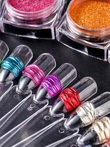 36 Pcs/Set Magic Mirror Powder Metal  Mirror Rubbing On Nail Glitter Pigment Luxury Parts Manicure Art Decorations Accessories - 彩色 - 查看 3