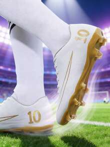 All-Season Competitive Sports Football Shoes, Campus Style Football Boots For Teenagers And Students, Football Training Shoes, Football Match Cleats, Long Studs Anti-Slip (Asymmetrical Camouflage Pattern On Upper) - White - View 7