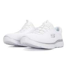 Skechers Women's Lightweight Casual Shoes, SPORT Women One-Piece Slip-On Athletic Sneakers, Soft Sole Walking Shoes 12980-WSL - White/Silver - View 1