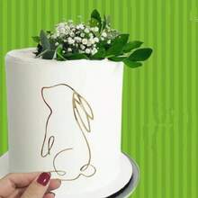1 Stück/3 Stücke/6 Stücke Fröhliche Ostern Acryl Tortendeko Set mit goldenem & weißem Hasen Design Tortenpicks für Ostern Party Torte Dekoration - mehrfarbig - Übersicht 3