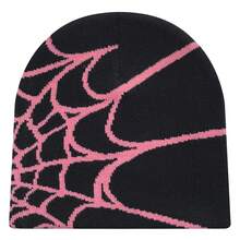 1pc Unisex Multi-Color Spider Web Knit Hat, Fashion Versatile Jacquard Beanie, Warm Hat For Winter, Suitable For Casual, Street, Outdoor Sports, Y2K Style - Spider Web - View 11
