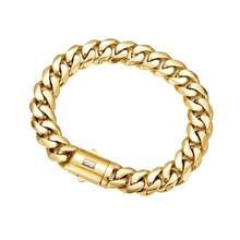 Black "S" Clasp 14K Gold-Plated Cuban Link Bracelet - Chunky Gold Hip Hop Chain For Men - Punk Stainless Steel Street Style - 12MM - Xem 10