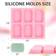 Soap Molds 2 Packs Rounded Recle Silicone Soap Molds For Soap Making 6 Cavity Mold For Bath Bombs Homemade Craft Soap Cake Chocolate Ice Cube-Pink - 粉紅色圓角矩形 2 件裝 - 查看 3