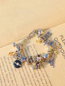 Music Festival Charm Bracelet, Music Festival Concert Friendship Bracelet, Music Note Guitar Star Bracelet, English Slogan Music Lover Bracelet, Rock Band Bracelet - Silver - View 7