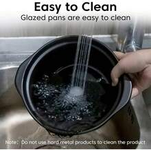 Clay Pot For Cooking With Lid 1.9 Quart Ceramic Cooking Pot Ceramic Cookware Heat-Resistant Casserole Dish With Lid Korean Stone Pot Cookware For Cooking Hot Pot Soup Meat Rice - Black - View 6