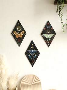1 cái/3 cái Tranh treo tường họa tiết bướm đêm đen và bầu trời sao, phong cách Boho Gothic huyền bí với hình ảnh kim cương, mặt trăng, mặt trời và ngôi sao đối xứng, tạo điểm nhấn trang trí cho phòng khách, phòng ngủ, phòng học, không gian thiền định, căn hộ, ký túc xá, phòng trưng bày. - Nhiều màu - Xem 10