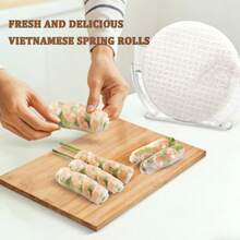 1/2/3pcs Rice Paper Bowls With Side Holders, 6pcs Rice Paper Packaging Trays, Foldable Stands, Spring Roll Making Tools, Plastic Grid Trays, Summer Wrap Making Supplies - Multicolor - View 4