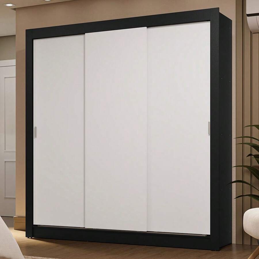 Ropero Closet Madesa 3 Puertas Color Negro y Blanco 02 - Negro y Blanco - Ver 1