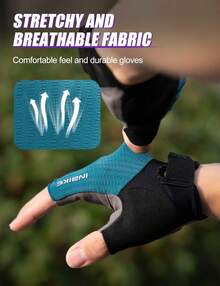 Guantes de Ciclismo para Hombre y Mujer, Guantes de Ciclismo de Carretera Acolchados con Gel viscoelástico Amortiguador, Guantes de Ciclismo Transpirables con Pantalla táctil Reflectante - Azul - Ver 7