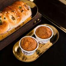 创意金属椭圆形托盘（金色），圣诞金色餐盘，水果盘，甜点盘，小吃盘，沙拉盘，蛋糕盘，适用于餐厅厨房、餐桌、厨房、圣诞节 - 金色 - 查看 4