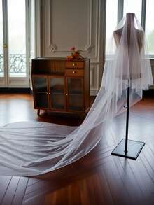 1 chiếc khăn voan cô dâu hai lớp tối giản dài 3 mét, chất liệu voan mềm mại, mỏng nhẹ, phù hợp với váy cưới nữ, đám cưới kiểu nhà thờ. - Nhiều màu - Xem 5