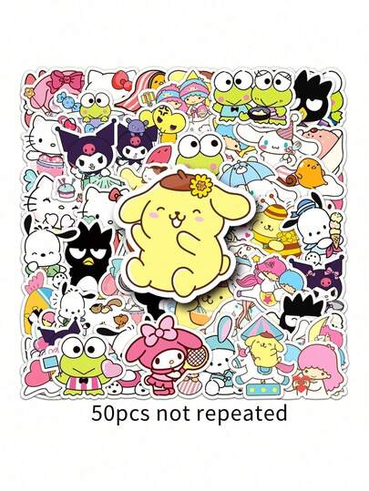 50张随机卡通肉桂狗可爱甜美贴纸，防水装饰贴纸，儿童适用