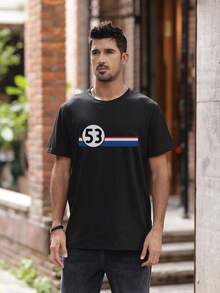 Versatile Casual Loose Fit Short Sleeve T-Shirt With Fun Racing Design Print, For Vacation, Work And Everyday Wear - Burgundy - View 2