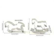 1 pieza/2 piezas Cortador de galletas con forma de caballo, molde de galletas de acero inoxidable con forma de caballo DIY, herramienta de cocina para hornear, cortador de galletas, molde de pastel, molde de galletas divertido para el Año del Caballo 2026 - Plateado - Ver 3