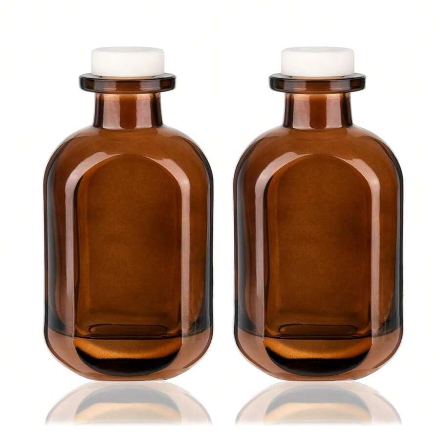 [Free Shipping]2 Pack 5oz/150ml Glass Reed Diffuser Bottles - Refillable Aromather.Apy Storage Containers (Brown) - Nâu B - Xem 1