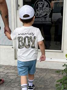 1pc Toddler Boys' Creative Cartoon Graphic Letter Slogan Print Basic Crew Neck Short Sleeve T-Shirt, Casual & Fashionable Baby Boy Clothing - White - View 8