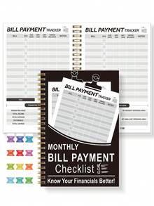 Trees 1PC 4-Year Money Saving Book, 112 Pages Of Monthly Bill Payment Checklist Tracker With Yearly Financial Goals, Bill Tracker & Monthly Overviews, 5.3" * 8.6", Work Home School Office Supplies - Monthly Bill Savings Book - View 8