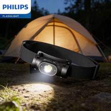 PHILIPS 飞利浦 SFL 1851 可充电头灯 - 多功能 LED 手电筒，内置传感器，USB 充电双模式开关，USB 接口带 USB 照明，黑色头带（头灯），超亮无预亮，适用于户外、露营、阅读、工作 - 带电池电量显示的头戴式手电筒，适用于紧急情况和低强度任务场景 - 頭燈 - 查看 9