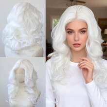 ZigZag Hair 14英寸黑色波波头合成蕾丝前假发，预先拔毛的自然发际线，白色高温纤维耐热假发 - 180%密度，男女通用角色扮演假发 - 彩色 - 查看 13