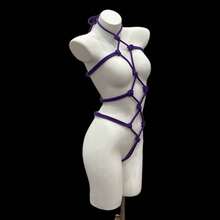 Sexy Bondage And Restraint Open-Crotch Rope Dress Set, Hot See-Through Seductive Lingerie Set - Valentine's Day - Màu tím - Xem 4