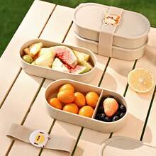 2pcs/Set Kotak Makan Siang Plastik Bertumpuk 730ML dengan Sekat, Kotak Bento Oval Portabel dengan Tali Kartun Lucu, Wadah Penyimpanan Makanan Salad Buah untuk Persiapan Makanan & Pengontrolan Porsi, Wadah Makan Siang Microwave, Untuk Penggunaan Pelajar dan Dewasa di Rumah, Sekolah, Kantor, Piknik - MultiWarna - View 11